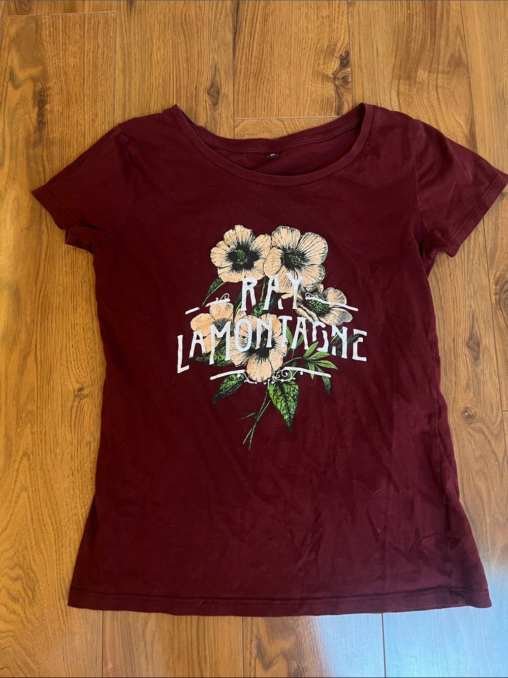 Ray LaMontagne Women’s Short-Sleeve Floral Graphic Tee - Burgundy